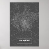 San Antonio, Texas (weiß auf schwarz) Poster (Vorne)