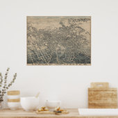 San Antonio TX Bird's Eye Panorama Karte 1886 Poster (Küche)