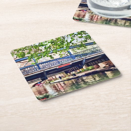 San Antonio TX - Brücke auf Paseo Del Rio Rechteckiger Pappuntersetzer (angewinkelt)