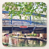 San Antonio TX - Brücke auf Paseo Del Rio Rechteckiger Pappuntersetzer (Vorderseite)