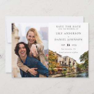 San Antonio Watercolor-Foto-Hochzeit Save The Date