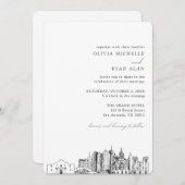 San Antonio Wedding Elegante Skyline Einladung (Vorne/Hinten)