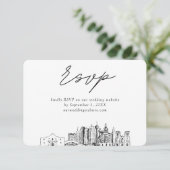 San Antonio Wedding Minimalistisch Sketch UAWG Begleitkarte (Stehend Vorderseite)