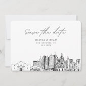 San Antonio Wedding Modern Save the Date Einladung (Vorderseite)