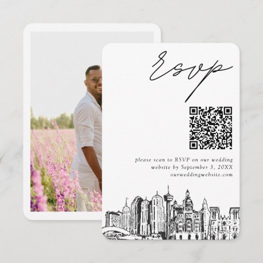 San Antonio Wedding Modern UAWG QR Code Begleitkarte (Vorne/Hinten)