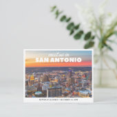 San Antonio Wedding Save the Date Retro Postcard Postkarte (Stehend Vorderseite)