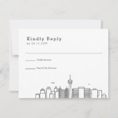 San Antonio Wedding | Stilisierte Skyline-UAWG RSVP Karte (Vorderseite)
