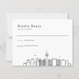 San Antonio Wedding | Stilisierte Skyline-UAWG RSVP Karte