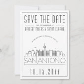 San Antonio Wedding Stylized Skyline Save the Date Einladung (Vorderseite)