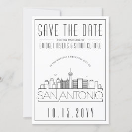 San Antonio Wedding Stylized Skyline Save the Date Einladung