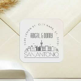 San Antonio Wedding | Voradressierter Umschlag Auf Quadratischer Aufkleber