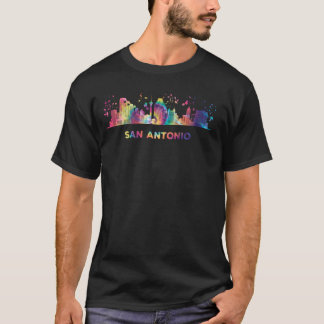 San Antonione Skyline Colorful Citycape San Antoni T-Shirt