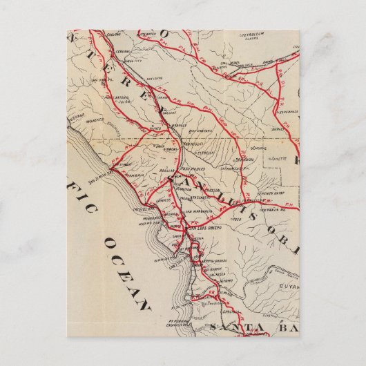 San Benito, Fresno, Monterey, San Luis Obispo Postkarte (Vorderseite)