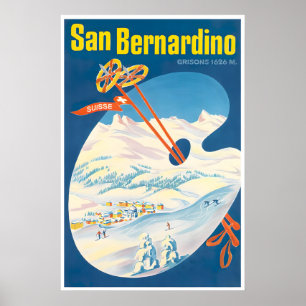San Bernardino Kunst Schweiz Reiseplakat Druck Poster