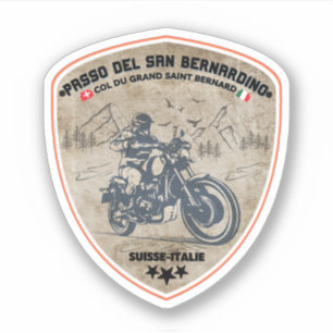 San Bernardino Pass auf dem Motorrad Schweizer Alp Aufkleber