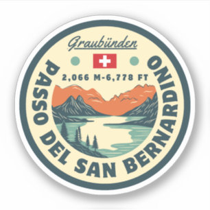 San Bernardino Pass Motorrad Schweiz Alpen Aufkleber