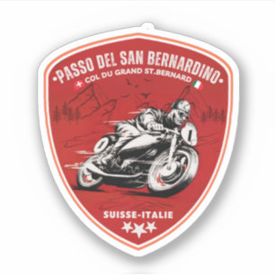 San Bernardino Pass Motorrad Schweiz apls Aufkleber