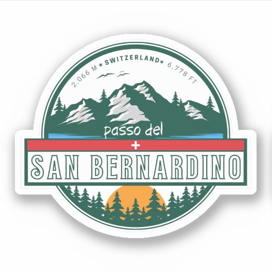 San Bernardino Pass - Nostalgie Treviso Aufkleber (Vorderseite)