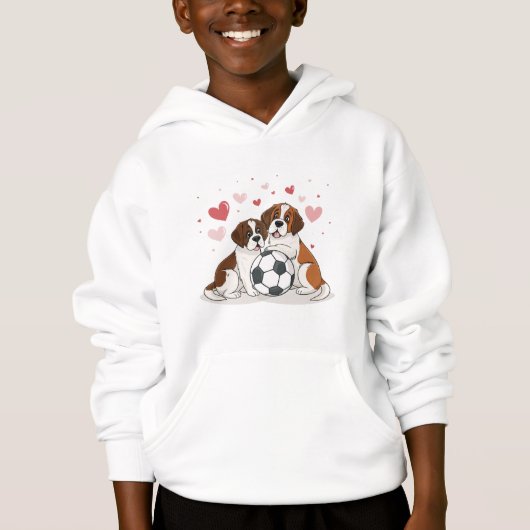 San Bernardo with soccer ball for Valentine's Day Hoodie (Vorderseite)