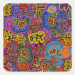 San-Blas-Inseln Mola Collage Quadratischer Aufkleber