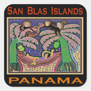 San Blas Inseln Panama Mola Quadratischer Aufkleber