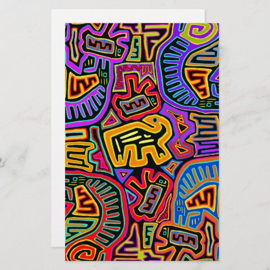 San Blas Island Mola Collage Briefpapier (Vorne/Hinten)