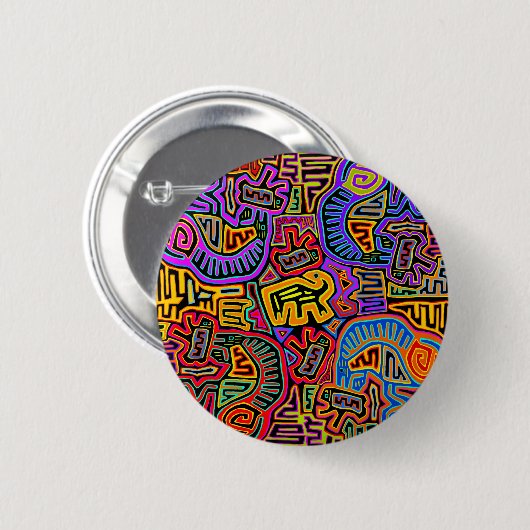 San Blas Island Mola Collage Button (Vorne & Hinten)