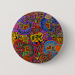 San Blas Island Mola Collage Button