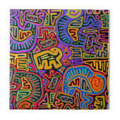 San Blas Island Mola Collage Fliese (Vorderseite)