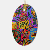 San Blas Island Mola Collage Keramik Ornament (Links)