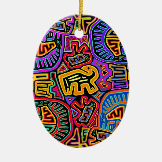 San Blas Island Mola Collage Keramik Ornament (Vorne)