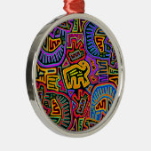 San Blas Island Mola Collage Ornament Aus Metall (Rechts)