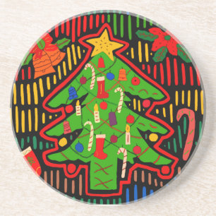 San Blas Island Weihnachtsbaum Mola Getränkeuntersetzer