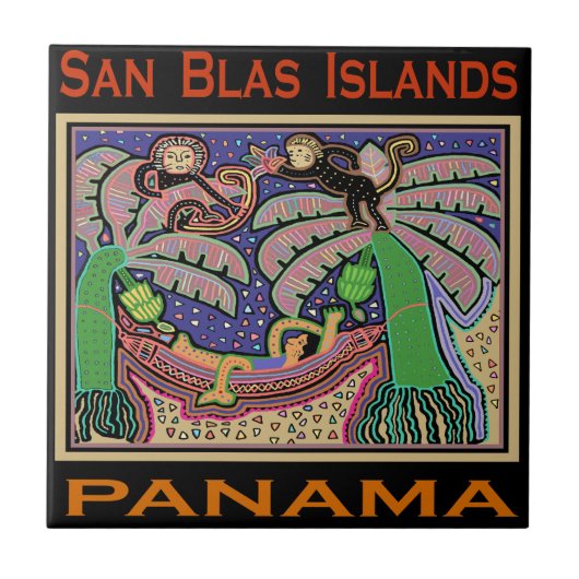 San Blas Islands Panama Mola Fliese (Vorderseite)