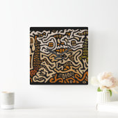 San Blas Kuna Indian Mola Spiraluose Wall Clock Quadratische Wanduhr (Zuhause)