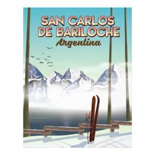 San Carlos de Bariloche Skifahrplakat Fotodruck