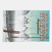 San Carlos de Bariloche Skifahrplakat Geschirrtuch (Horizontal)