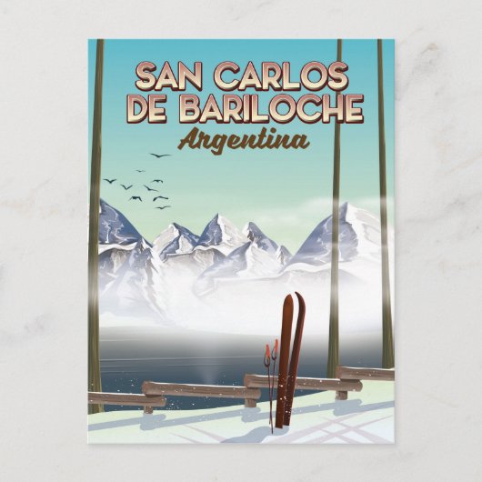 San Carlos de Bariloche Skifahrplakat Postkarte (Vorderseite)