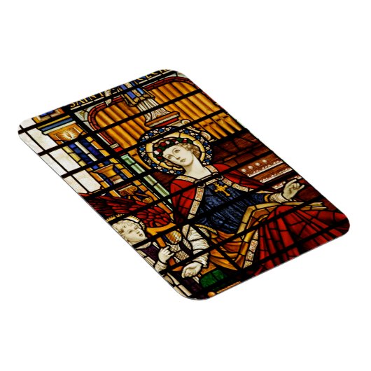 San Cecilia Schutzheilige der Musik Festes Glas Magnet (Rechte Seite)