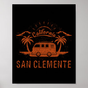 San Clemente, Ca Kalifornien Retro Vintage Surfen  Poster