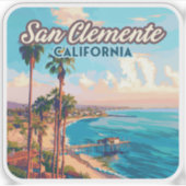 San Clemente California Beach Orange Landkreis Ret Aufkleber (Vorderseite)