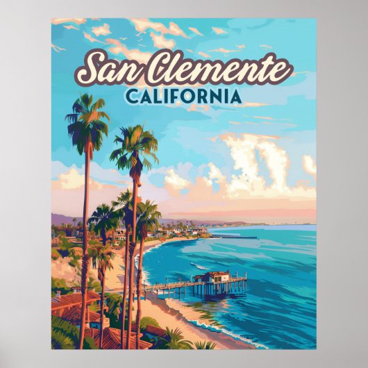 San Clemente California Beach Orange Landkreis Ret Poster (Vorne)
