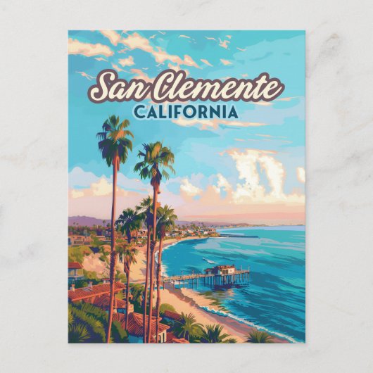 San Clemente California Beach Orange Landkreis Ret Postkarte (Vorderseite)