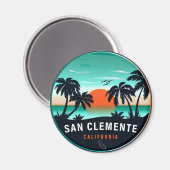 San Clemente California Retro Sunset Souvenirs 80e Magnet (Vorderseite/Rückseite)
