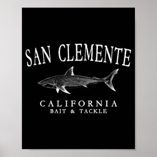 San Clemente Kalifornien Hai Weiß Kunst Vintage Poster
