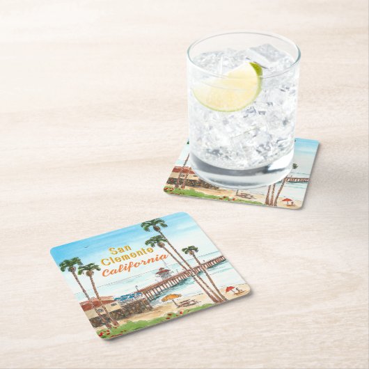 San Clemente Pier California  Rechteckiger Pappuntersetzer (Vor Ort)