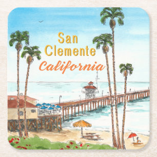 San Clemente Pier Kalifornien  Rechteckiger Pappuntersetzer