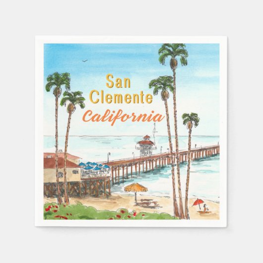 San Clemente Pier Kalifornien Serviette (Vorderseite)