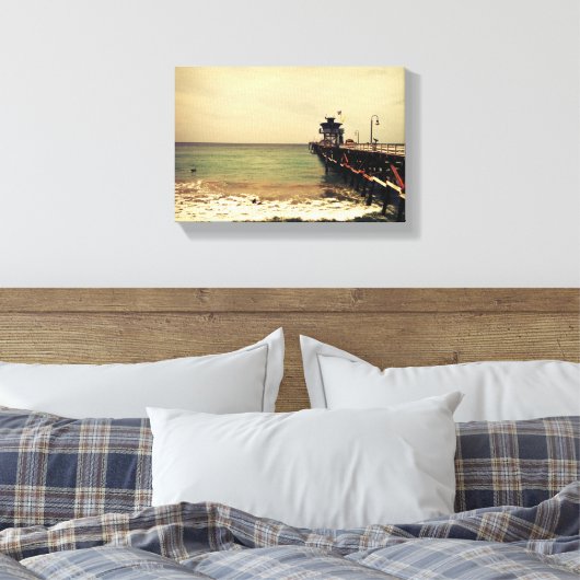 San Clemente pier-Leinwand-surf im Sturm Leinwanddruck (Insitu (Schlafzimmer))
