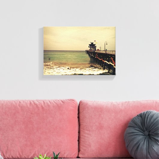 San Clemente pier-Leinwand-surf im Sturm Leinwanddruck (Insitu (Wohnzimmer))